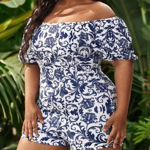 Brand new Shein Plus Print Off The Shoulder One Piece Swimsuit.  SHEIN size 4x
